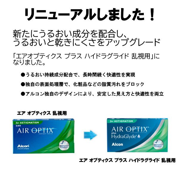 画像2: 日本アルコン エアオプティクス プラス ハイドラグライド 乱視用 6枚入 2箱セット (2)