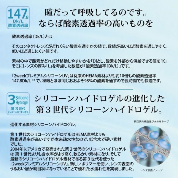 画像4: 2ウィーク プレミアム シリコーンUV 6枚入 4箱セット<新素材レンズ/2週間交換型/ソフトコンタクトレンズ/6枚入/近視用> (4)