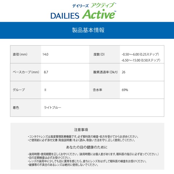 画像6: アルコン デイリーズ アクティブ 100枚入り 4箱セット<左右2箱ずつ/DAILIES Active/ワンデーコンタクトレンズ> (6)