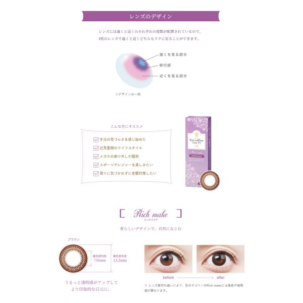 画像6: シード アイコフレ ワンデー UV M マルチステージ 30枚入 4箱セット(左右2箱ずつ)  <リッチメイク/加入度数+0.75/遠近両用カラコン/両目60日分> (6)