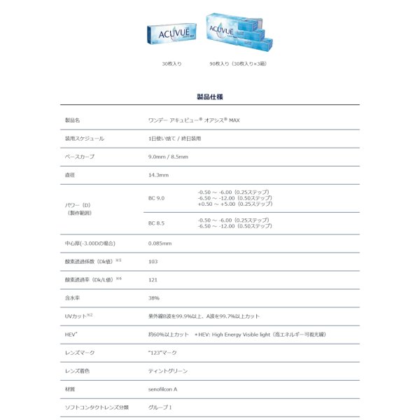 画像8: ワンデー アキュビュー オアシス MAX 30枚入 1箱＜ジョンソン・エンド・ジョンソン／近視用／遠視用／オアシス マックス＞ (8)