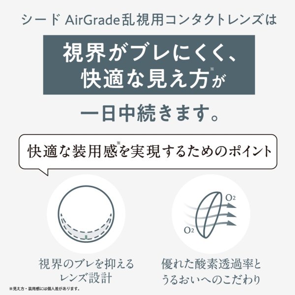 画像4: シード　エアグレード ワンデー UV ダブルモイスチャー トーリック（乱視用） 30枚入 1箱 ＜SEED AirGrade 1day UV W-Moisture TORIC／Astigmatism／両目15日分＞ (4)