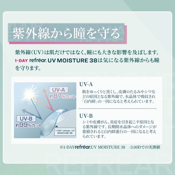 画像8: フロムアイズ ワンデー リフレア UV モイスチャー 38  100枚入り 1箱＜fromeyes 1-DAY refrear UV Moisture 38／低含水／1日使い捨て／ソフトコンタクトレンズ／橋本愛さんイメージモデル＞ (8)