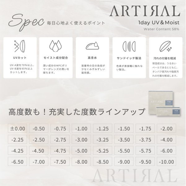 画像8: 粧美堂 アーティラル ワンデー 58% 30枚入 1箱＜大容量パック／SHOBIDO ARTIRAL 1day water control 58％ UV＆Moist／オフィス・学校バレにくい／着色外径12.6〜13.1mm／着色内径8mm以上／UVカット／高含水／サンドイッチ製法＞ (8)