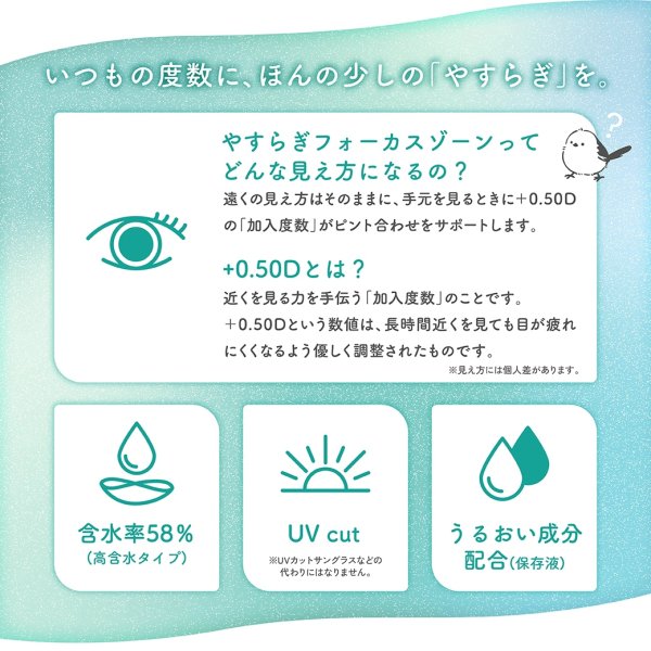 画像7: シンシア　やすらぎワンデー 30枚入り 1箱 ＜Sincere pranair 1day／ピントアシストレンズ／スマホ用・サポートレンズ／高含水／UVカット／両眼15日分＞ (7)